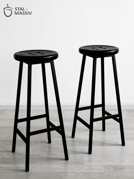 Изображение товара Табурет барный Stal-Massiv Button-65 (черный/черный)