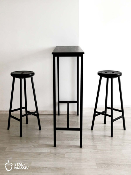 Изображение товара Табурет барный Stal-Massiv Button-78 (черный/черный)