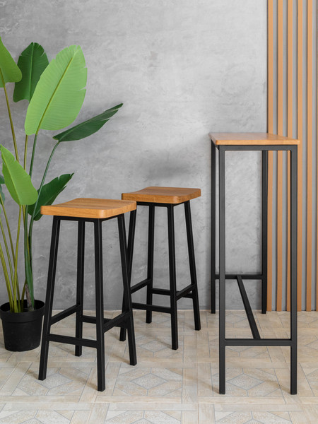 Изображение товара Табурет барный Stal-Massiv HALLS-М78 (дуб натуральный/черный)