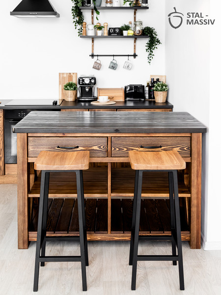 Изображение товара Табурет барный Stal-Massiv HALLS-М78 (дуб натуральный/черный)