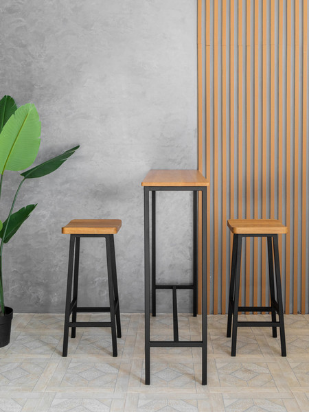 Изображение товара Табурет барный Stal-Massiv HALLS-М78 (дуб натуральный/черный)