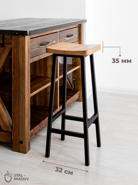 Изображение товара Табурет барный Stal-Massiv HALLS-М78 (дуб натуральный/черный)
