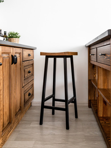 Изображение товара Табурет барный Stal-Massiv HALLS-М78 (дуб натуральный/черный)