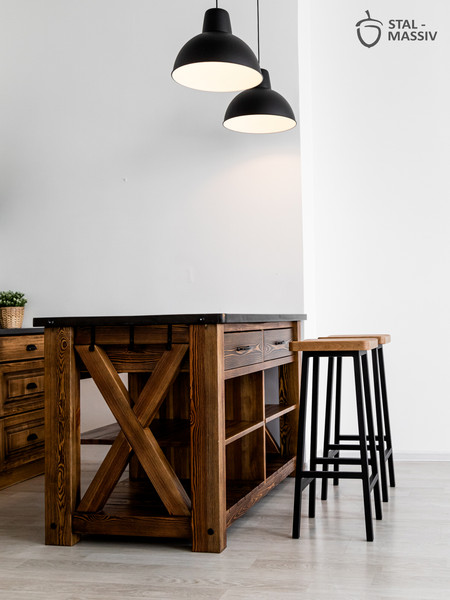 Изображение товара Табурет барный Stal-Massiv HALLS-М78 (дуб натуральный/черный)