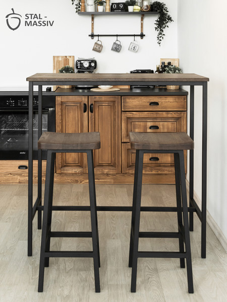 Изображение товара Табурет барный Stal-Massiv HALLS-М78 (дуб мореный/черный)