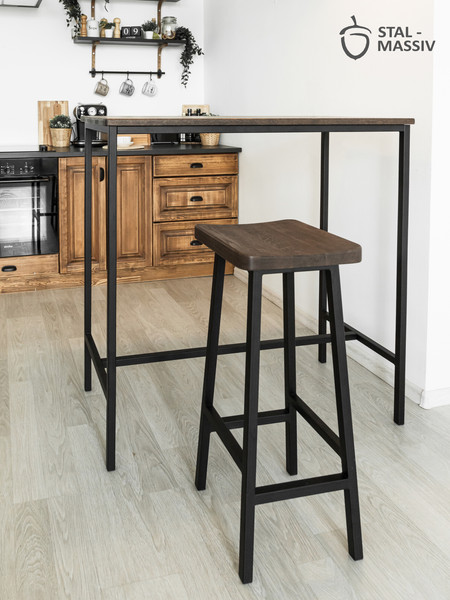 Изображение товара Табурет барный Stal-Massiv HALLS-М78 (дуб мореный/черный)