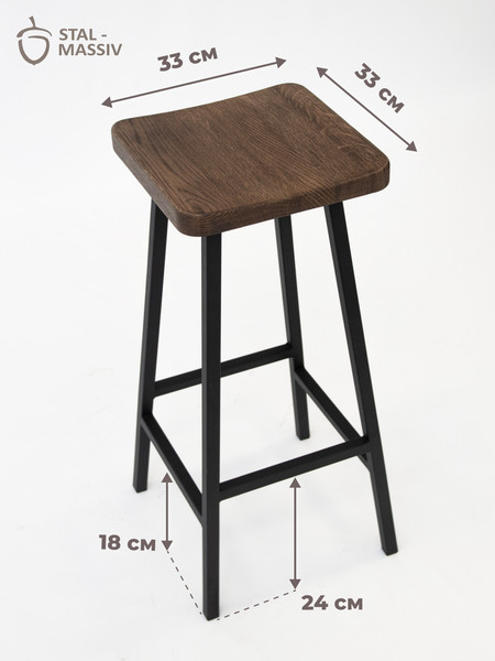 Изображение товара Табурет барный Stal-Massiv HALLS-М78 (дуб мореный/черный)