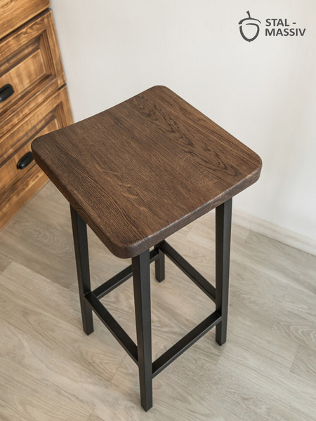 Изображение товара Табурет барный Stal-Massiv HALLS-М78 (дуб мореный/черный)