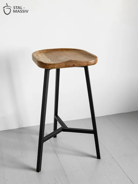 Изображение товара Табурет барный Stal-Massiv PopART-65 (дуб натуральный/черный)