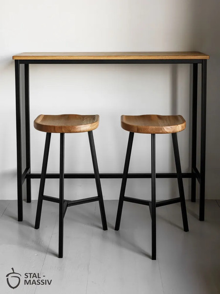 Изображение товара Табурет барный Stal-Massiv PopART-65 (дуб натуральный/черный)