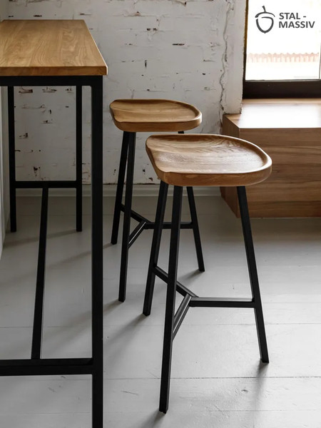 Изображение товара Табурет барный Stal-Massiv PopART-65 (дуб натуральный/черный)