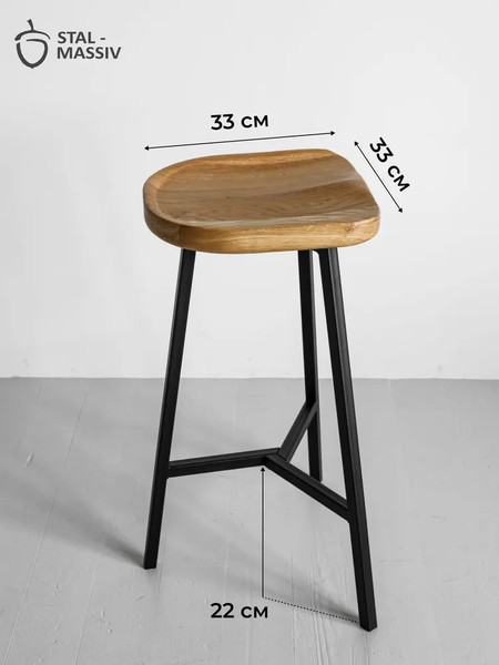 Изображение товара Табурет барный Stal-Massiv PopART-78 (дуб натуральный/черный)