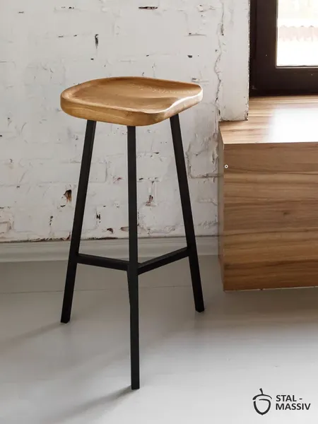 Изображение товара Табурет барный Stal-Massiv PopART-78 (дуб натуральный/черный)