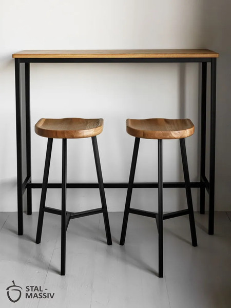 Изображение товара Табурет барный Stal-Massiv PopART-78 (дуб натуральный/черный)