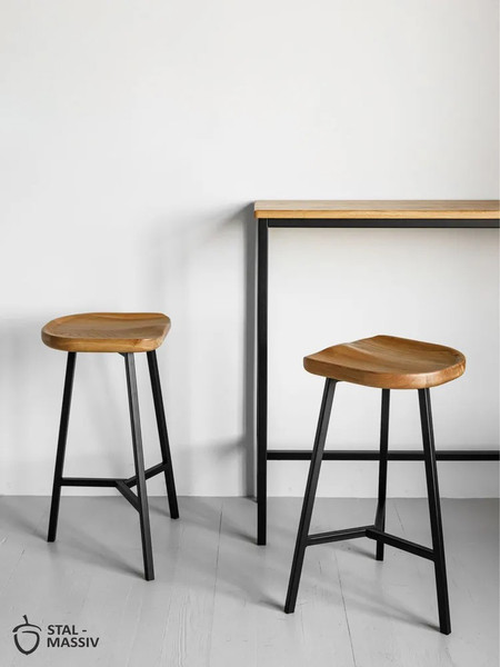 Изображение товара Табурет барный Stal-Massiv PopART-78 (дуб натуральный/черный)