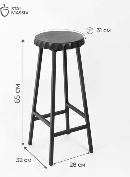 Изображение товара Табурет барный Stal-Massiv Smbeer-65 (черный/черный)