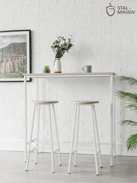 Изображение товара Табурет барный Stal-Massiv SMH-63 (дуб беленый/белый)