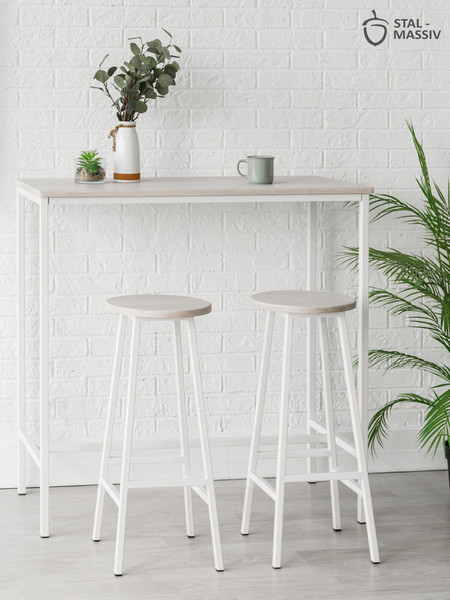Изображение товара Табурет барный Stal-Massiv SMH-76 (дуб беленый/белый)