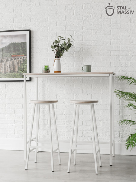 Изображение товара Табурет барный Stal-Massiv SMH-76 (дуб беленый/белый)