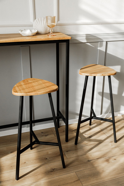 Изображение товара Табурет барный Stal-Massiv Delta-63 (дуб натуральный/черный)