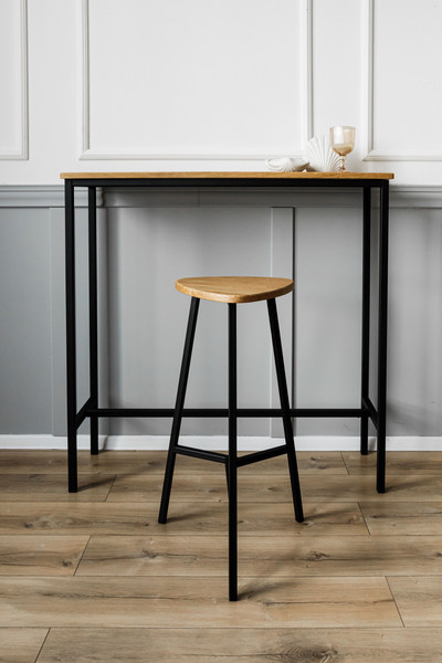 Изображение товара Табурет барный Stal-Massiv Delta-63 (дуб натуральный/черный)