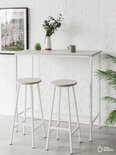 Изображение товара Барный стол Stal-Massiv LT-108 (дуб беленый/белый)