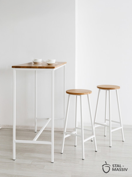 Изображение товара Барный стол Stal-Massiv LT-108 (дуб натуральный/белый)