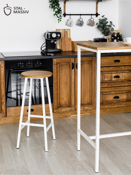 Изображение товара Барный стол Stal-Massiv LT-108 (дуб натуральный/белый)