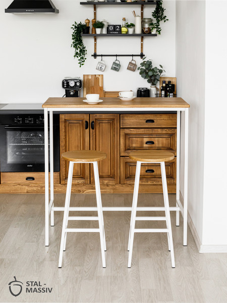 Изображение товара Барный стол Stal-Massiv LT-108 (дуб натуральный/белый)