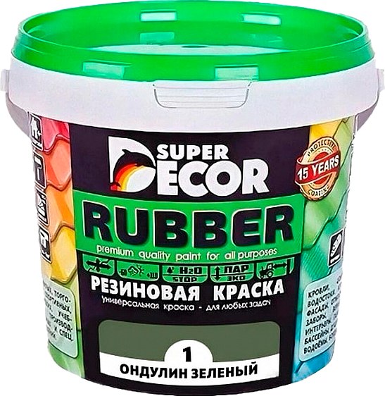 Изображение товара Краска Super Decor Резиновая №01 Ондулин зеленый (3кг)