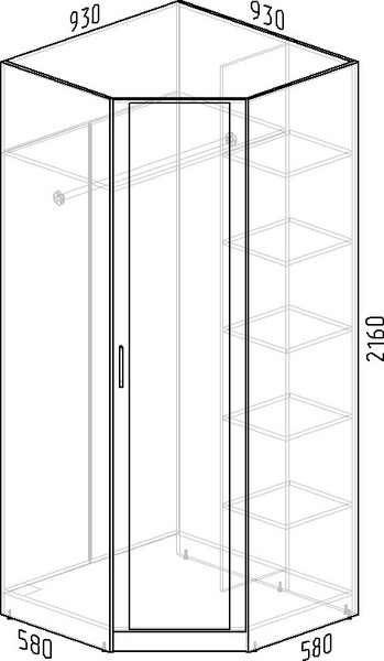 Изображение товара Шкаф Интермебель Марсель 1 зеркало / МР-10 (кашемир)
