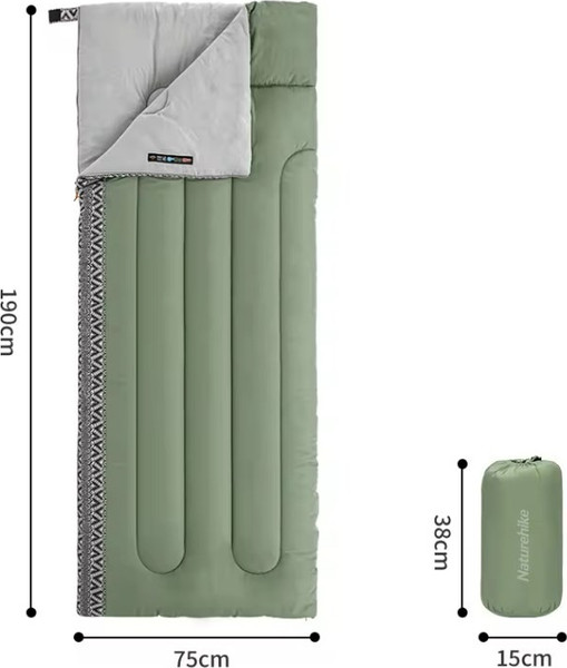 Изображение товара Спальный мешок Naturehike L150 190х75см / NH20MSD05-SWLR (зеленый)