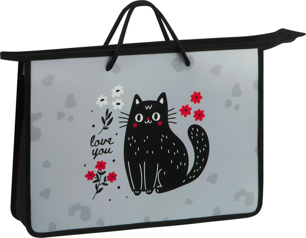 Изображение товара Папка-портфель ArtSpace Black Cat With Flowers / ПТ-15О70002