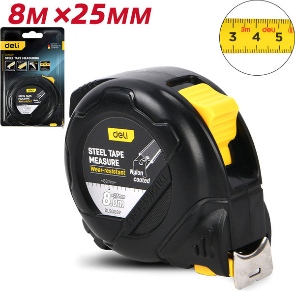 Изображение товара Рулетка Deli EDL9008P (черный/желтый)