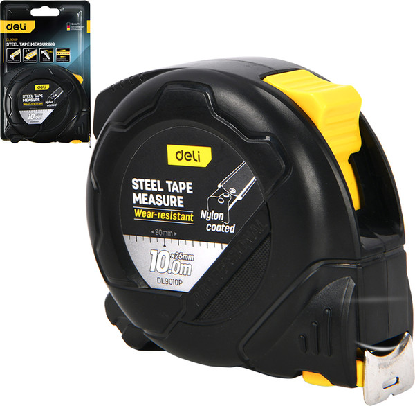 Изображение товара Рулетка Deli YS EDL9010P (10мx25мм, черный/желтый)