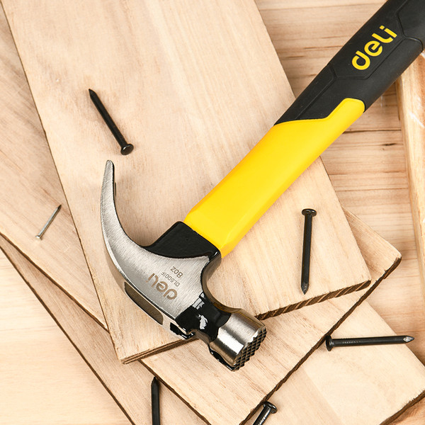 Изображение товара Молоток Deli Гвоздодер YS EDL5001F (250г, фибергласовая рукоятка, круглый боек)