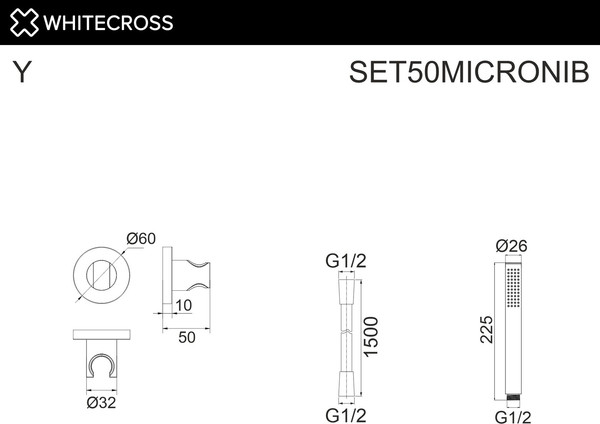 Изображение товара Душевой гарнитур Whitecross SET50MICRONIB (брашированный никель)