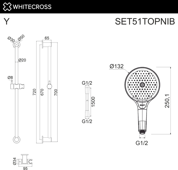Изображение товара Душевой гарнитур Whitecross SET51TOPNIB (брашированный никель)