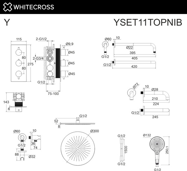 Изображение товара Душевая система со смесителем Whitecross Y YSET11TOPNIB (брашированный никель)