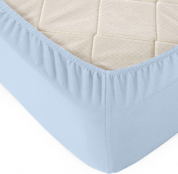 Изображение товара Простыня Alleri Трикотажная на резинке 90x200x20см (небесный)