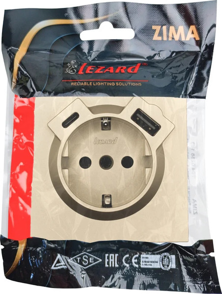 Изображение товара Розетка Lezard Zima 704-3688-181TC (золото)