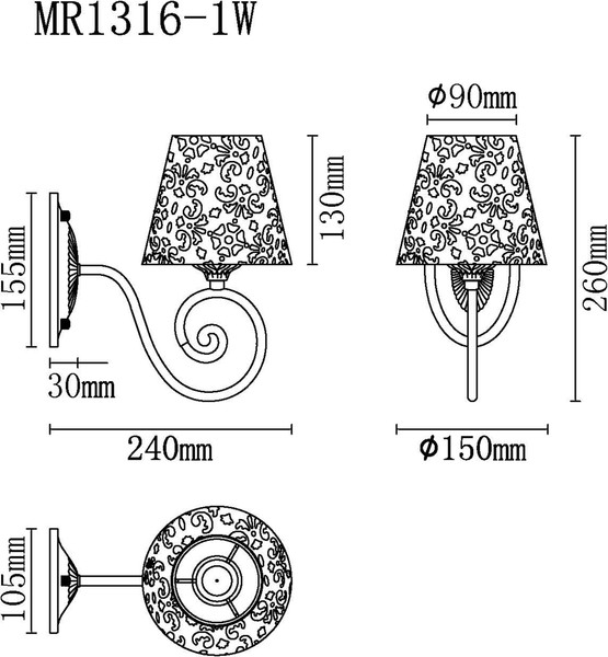 Изображение товара Бра MyFar Luna MR1316-1W