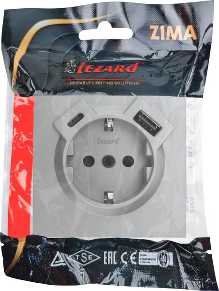 Изображение товара Розетка Lezard Zima 704-7488-181TC (серый матовый)