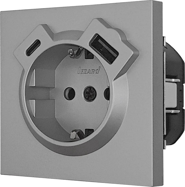 Изображение товара Розетка Lezard Zima 704-7488-181TC (серый матовый)