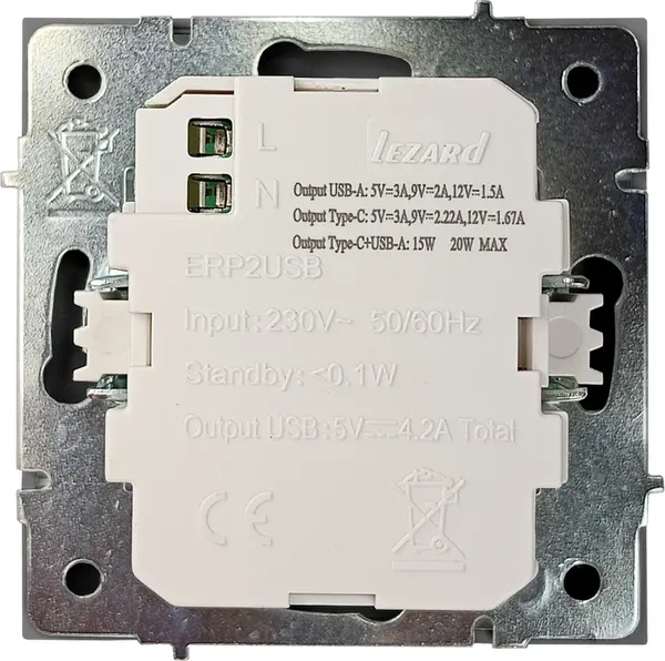 Изображение товара Розетка Lezard Zima 704-7488-192TC (серый матовый)