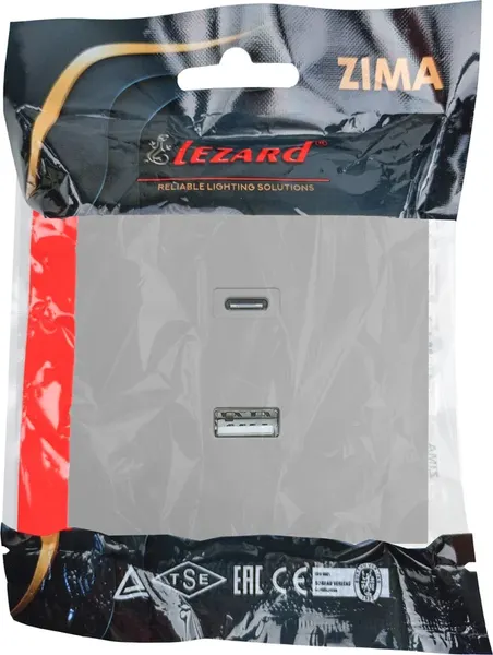 Изображение товара Розетка Lezard Zima 704-7488-192TC (серый матовый)