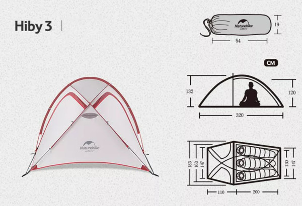 Изображение товара Палатка Naturehike Hiby Si / NH19ZP016-DG (серый/красный)