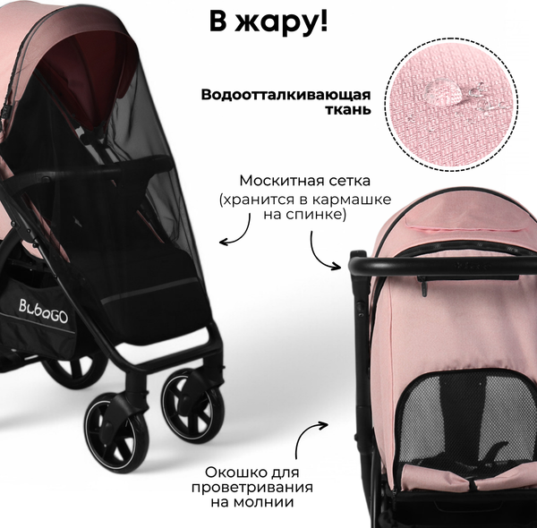 Изображение товара Детская прогулочная коляска Bubago Model Cross City / BG 155-2 (розовый)