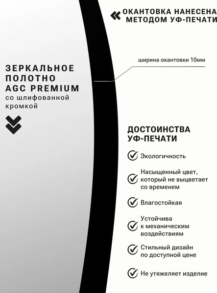 Изображение товара Зеркало Emze 70 / LED.UV.70.70.CHE.AF.4K (черный с УФ-окантовкой и подсветкой)