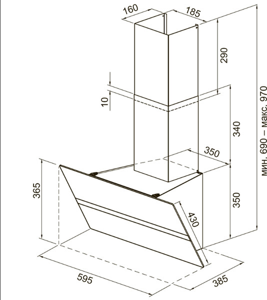 Изображение товара Вытяжка наклонная Krona Gabriele E 600 / КА-00010303 (Black/Inox 1S)